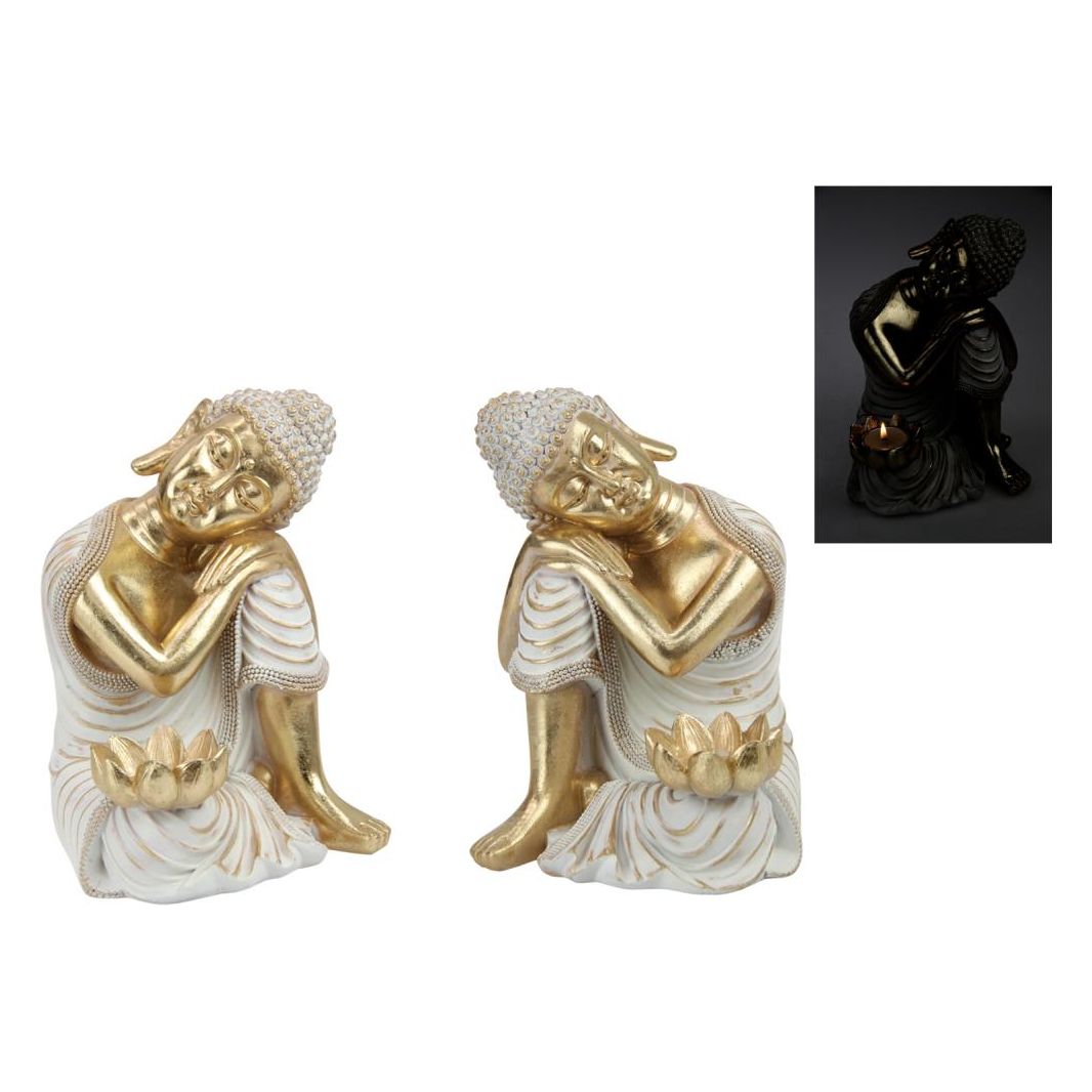 Sitting Rulai Buddha - Lotus Tealight Holder - Dollars and Sense