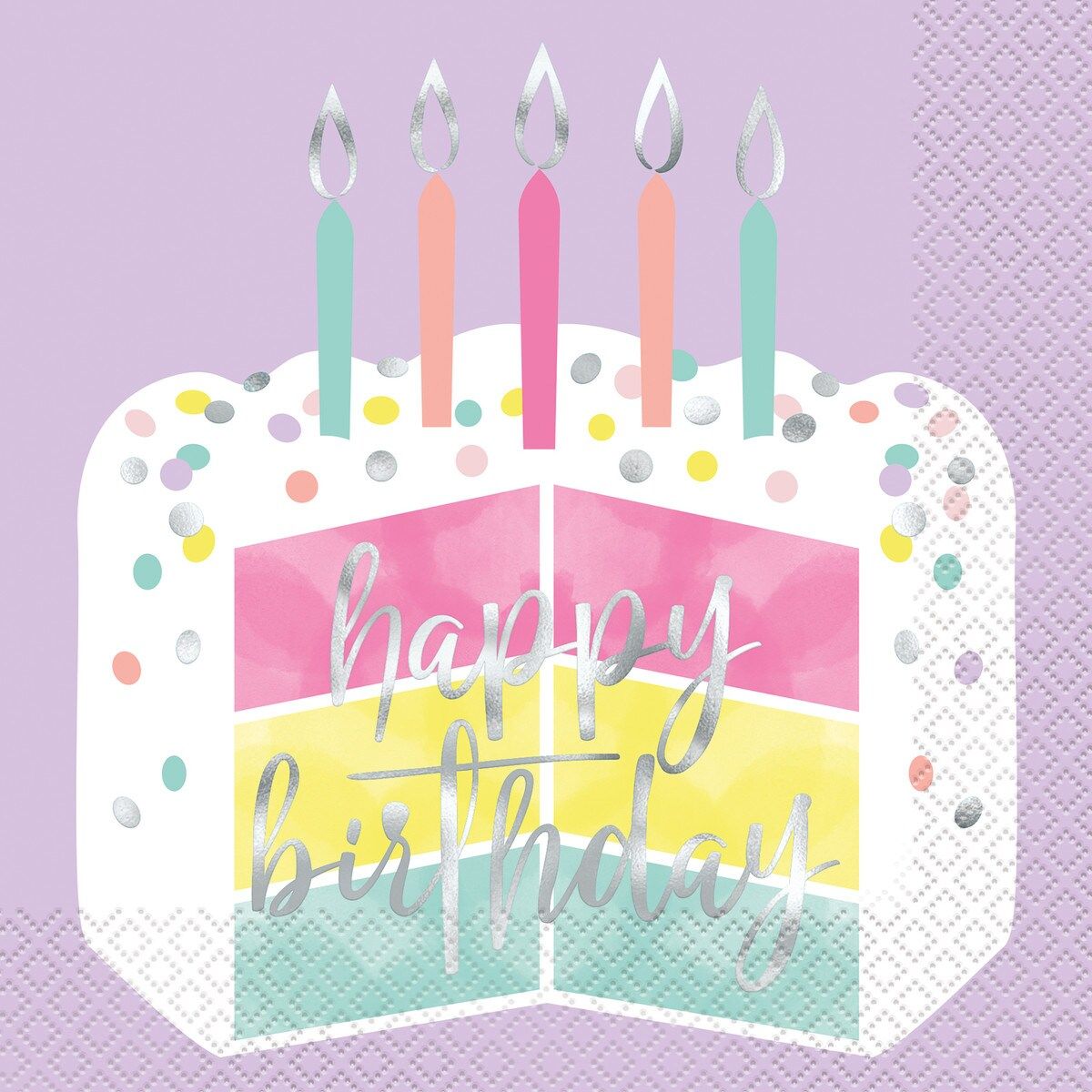 Birthday Cake Lunch Napkins - Pastel - Dollars and Sense