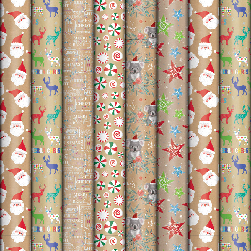 Rwrap Xmas 2Mx700Mm Kraft Prnt