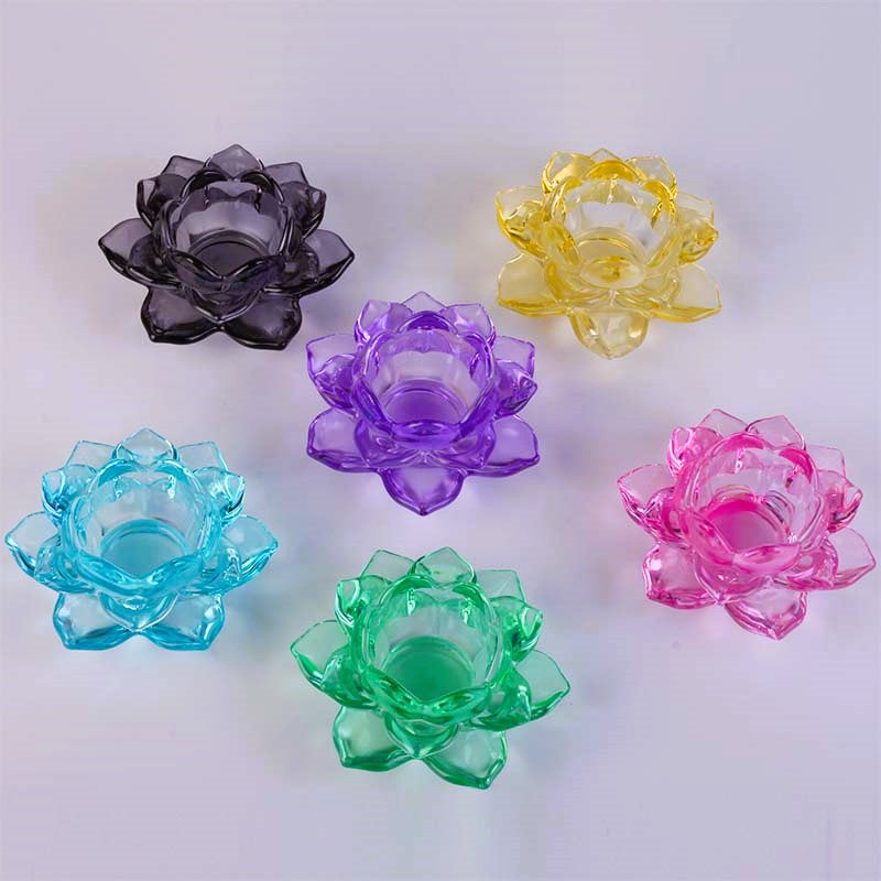 Glass Candle Holder Coloured 13x6cm
