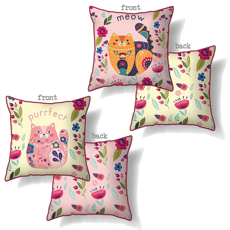 45xcm Cat w/Boho & Words Cushion 2 Ass SKU CATBOCU45 - Dollars and Sense