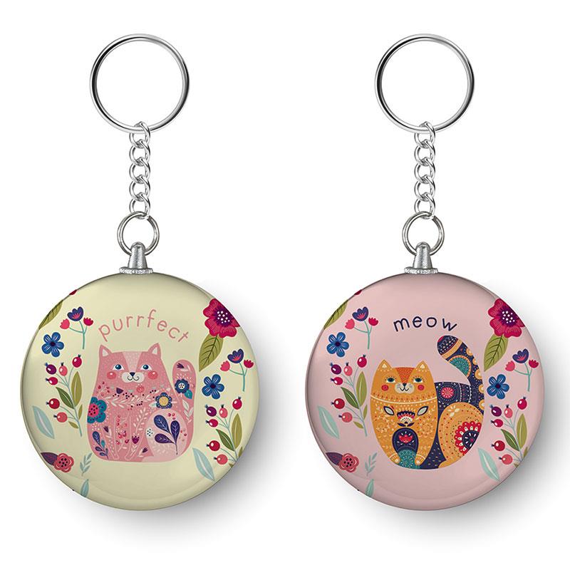 Glass Dome Cat Key Ring SKU CATBOKEY - Dollars and Sense