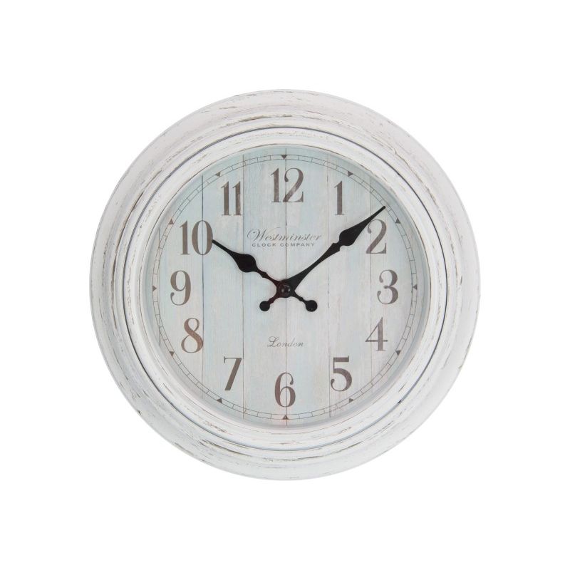 23cm Small White-Washed Décor Clock SKU CLKSMWW - Dollars and Sense