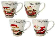 1PC MUG FOOTED SANTA MERRY CHRISTMAS4ASS