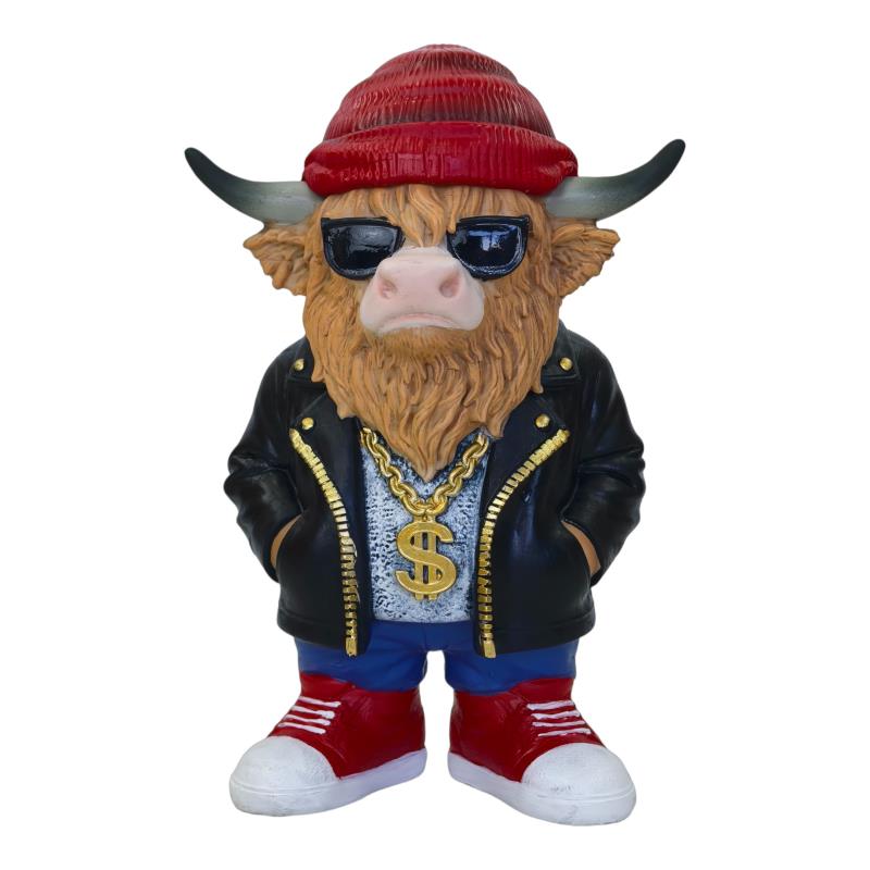 28cm Highland Cow Ganster with Beanie SKU COWHBEAN - Dollars and Sense