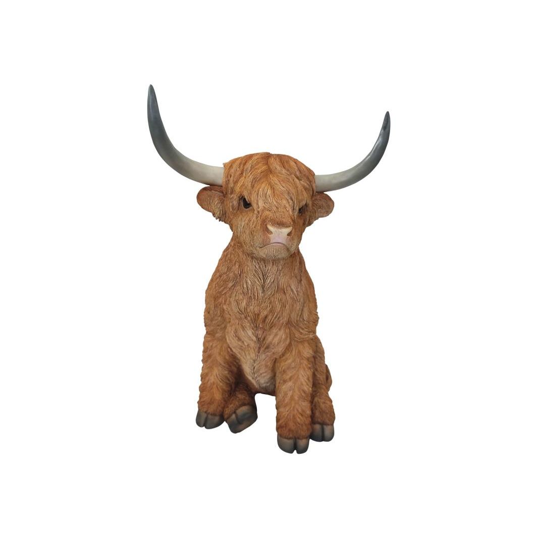 53cm Large Sitting Highland Cow SKU COWHSITL - Dollars and Sense