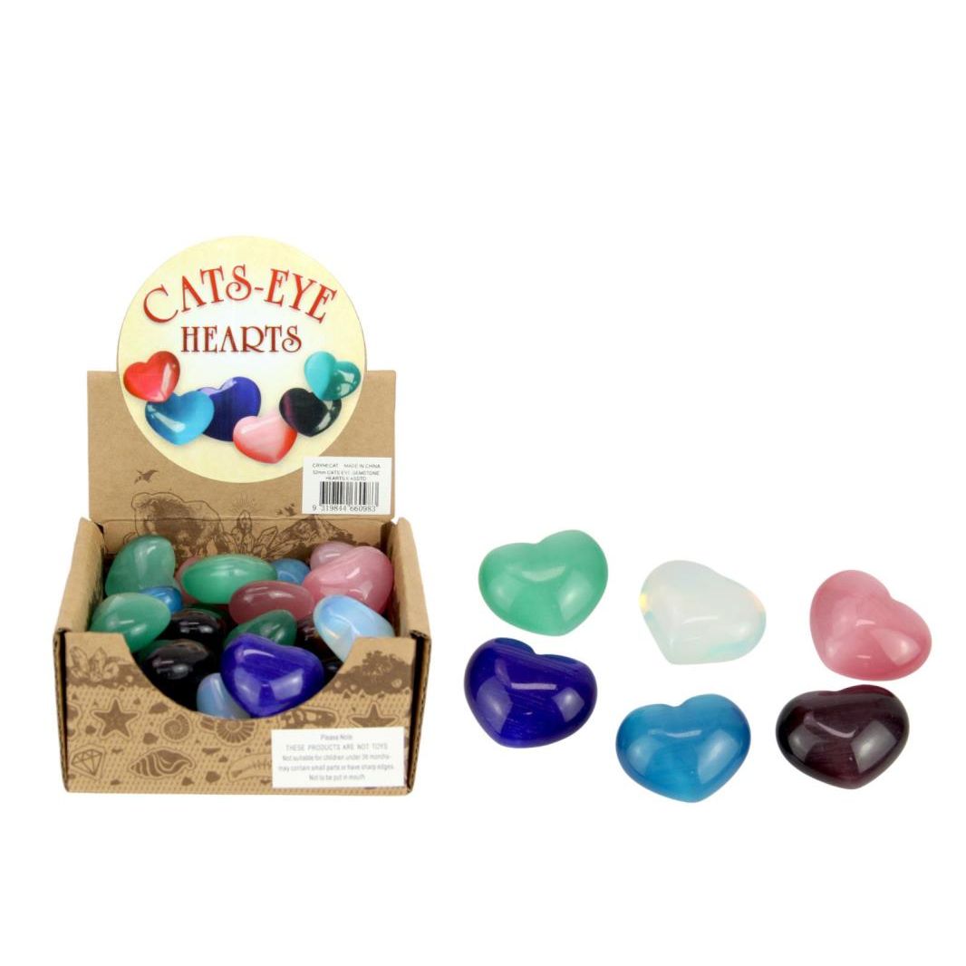 32cm Cats Eye Gemstone Hearts SKU CRYHECAT - Dollars and Sense