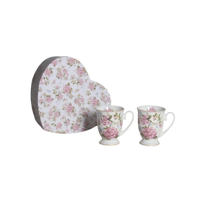 Hydrangea 2-Piece 280 ml Mug Gift Set in Heart Box