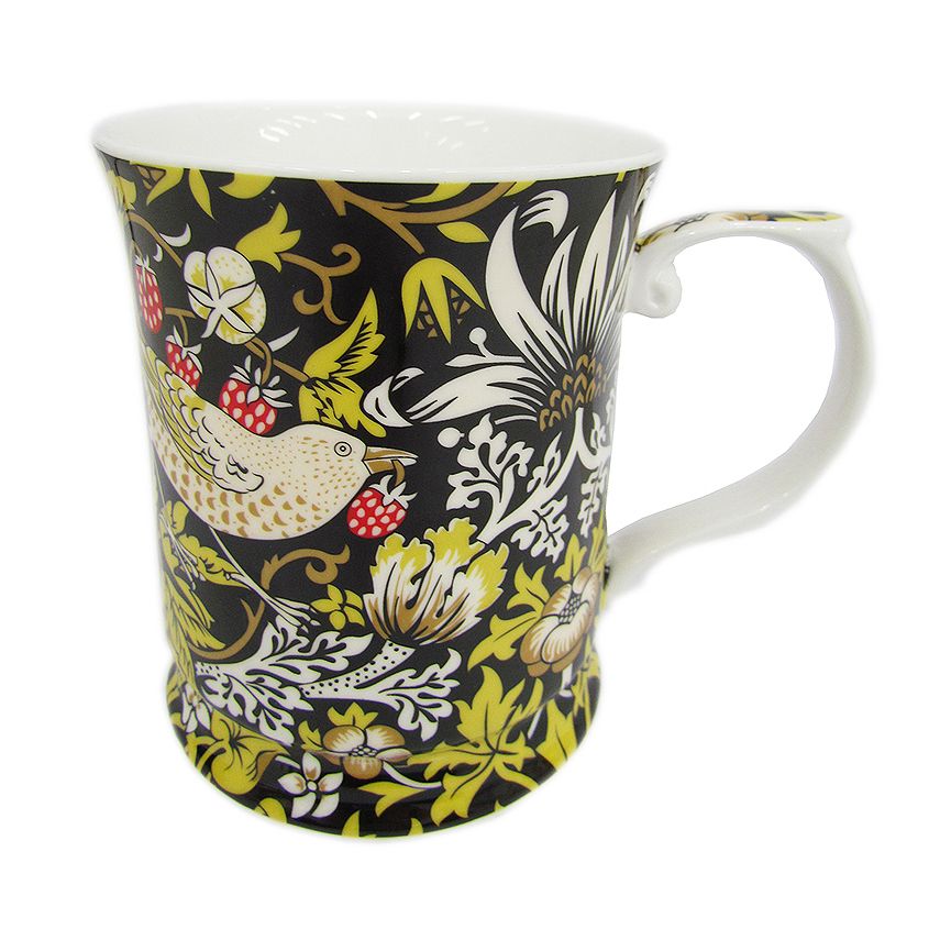 William Morris Strawberry Thief Black Mug 415cc
