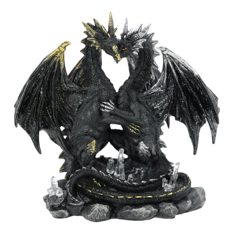 20cm Twin Black Lover Dragons on C. Rock SKU DRAGLOVG - Dollars and Sense
