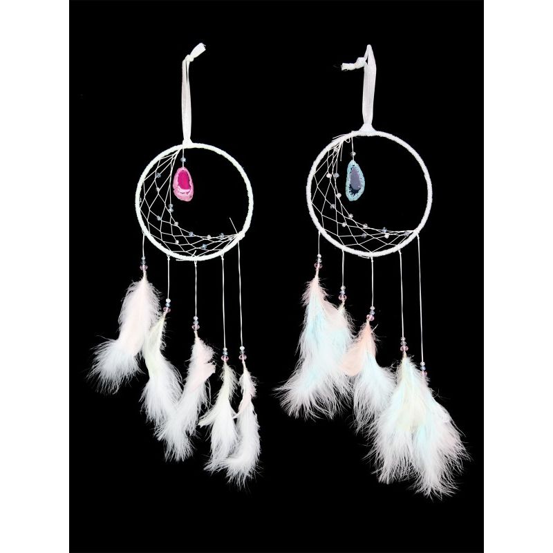 15cm Blue/White Half Moon Dream Catcher SKU DREAMOBL - Dollars and Sense