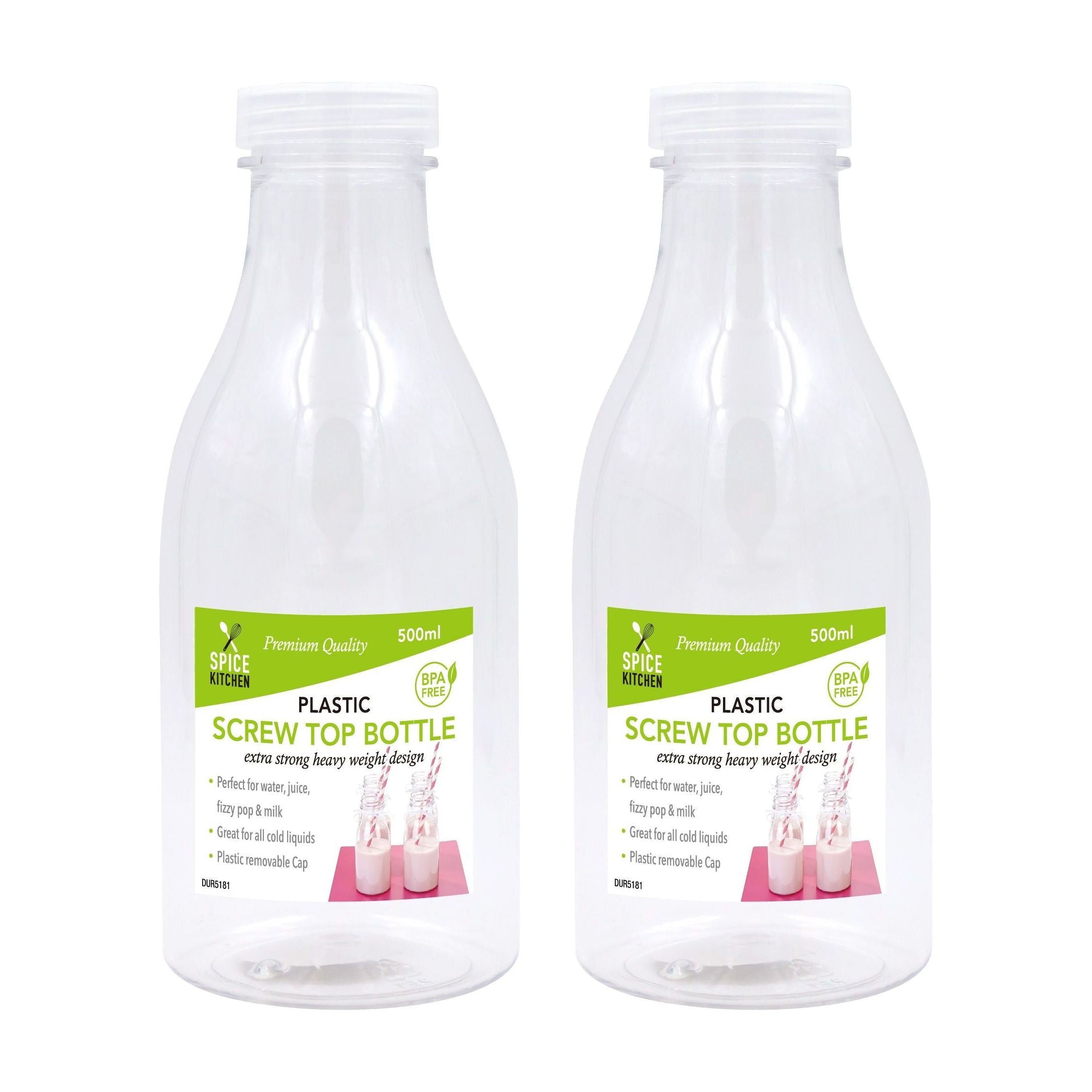 Milk Bottle with Screw Top Lid - Plastic - Dollars and Sense