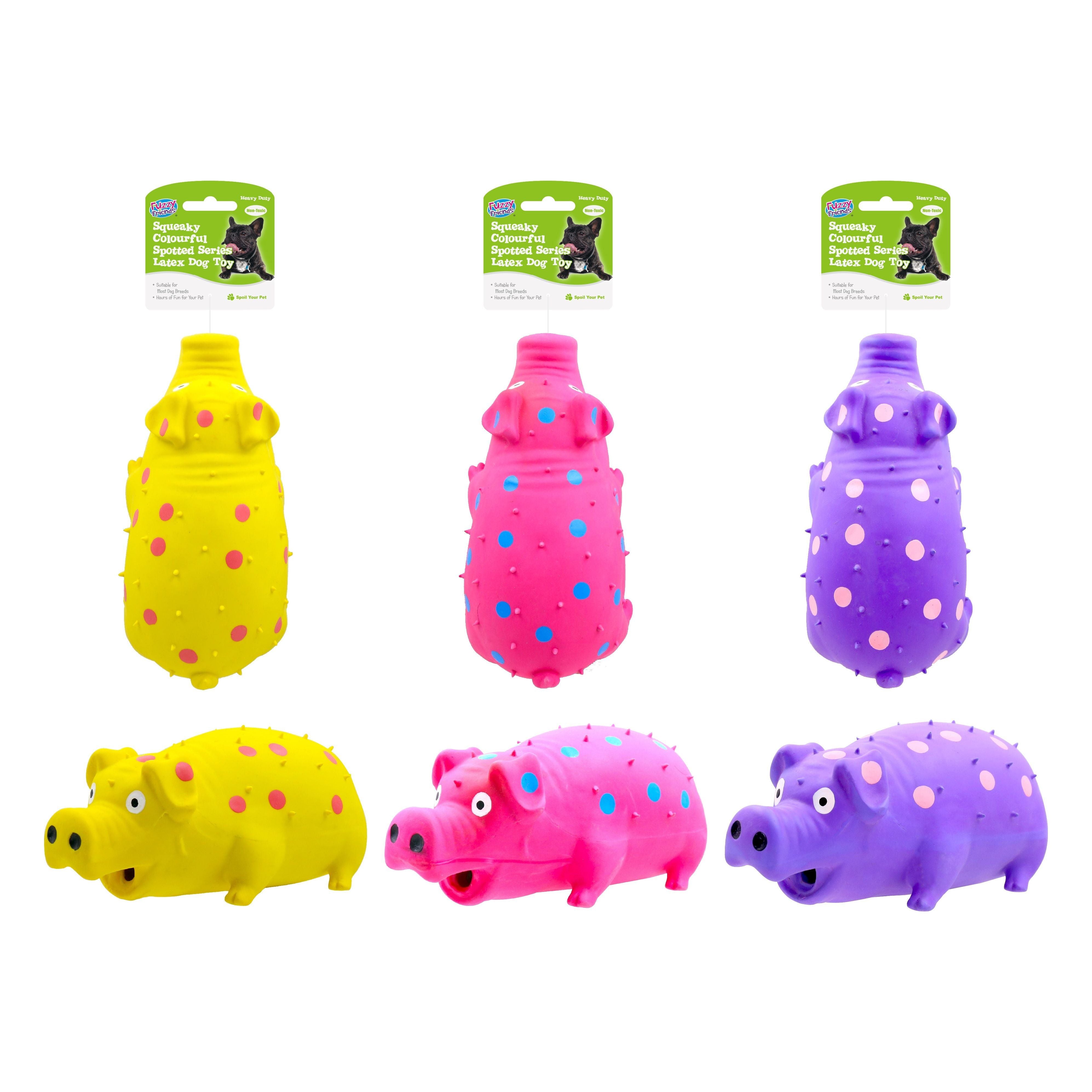 Dog Toy - Latex Colourful Spotted Pig - Dollars and Sense
