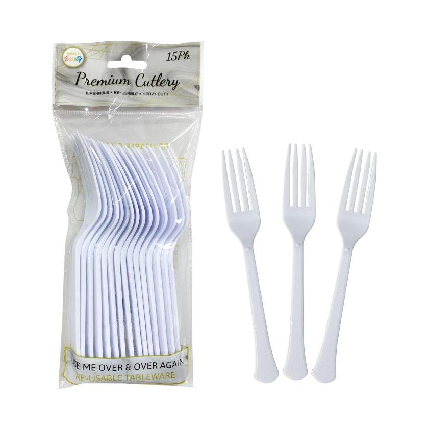 Reusable Forks - White - Dollars and Sense