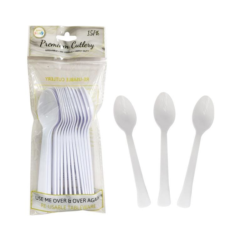 Reusable Spoons - White - Dollars and Sense