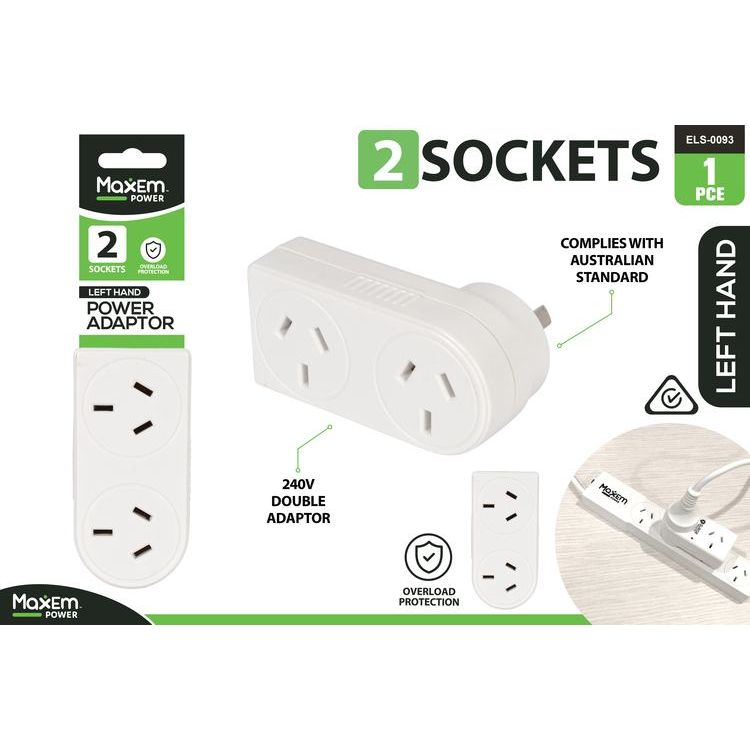 2 Socket Double Adaptor - Left Hand Side - Dollars and Sense