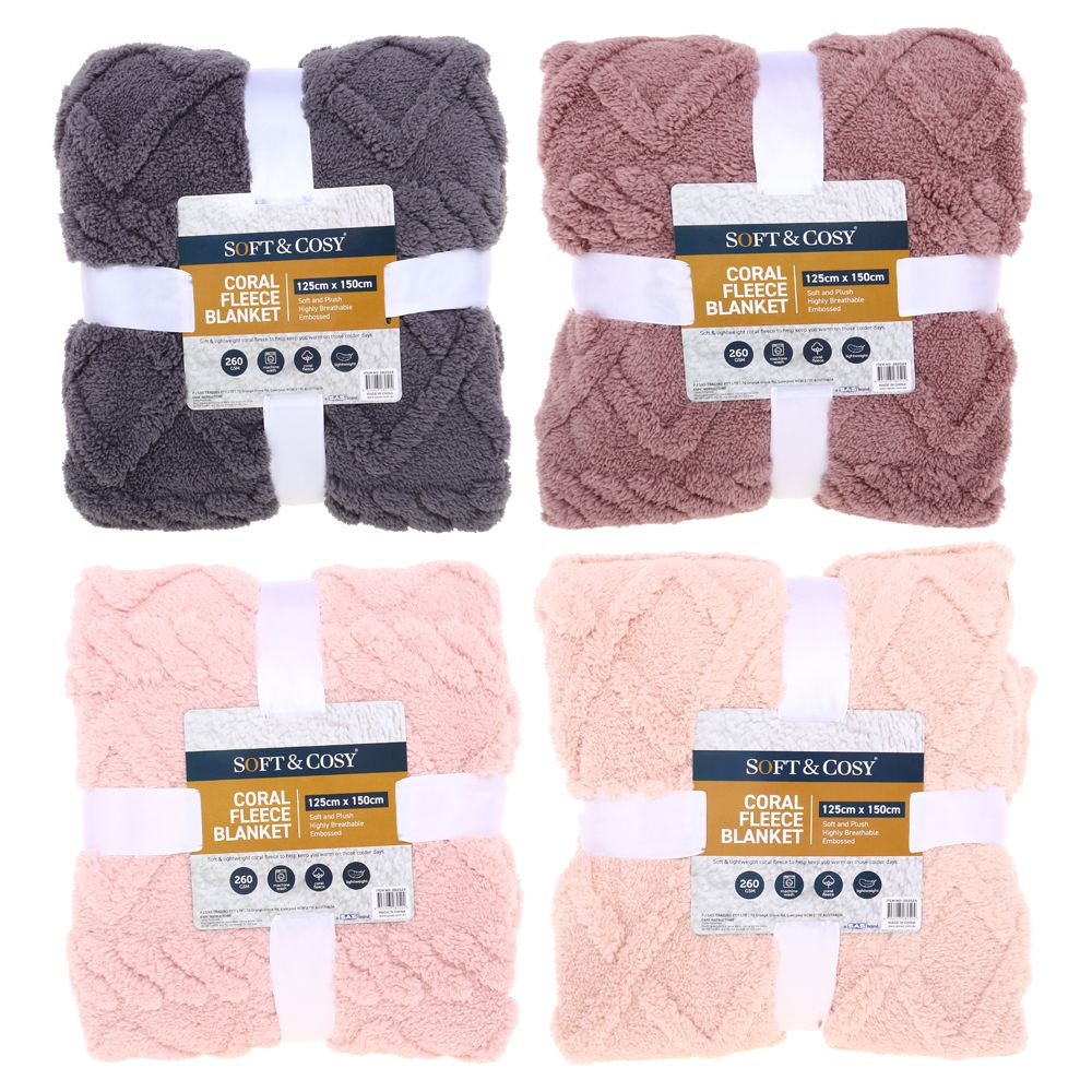 Blanket - Embossed Coral Fleece - Dollars and Sense