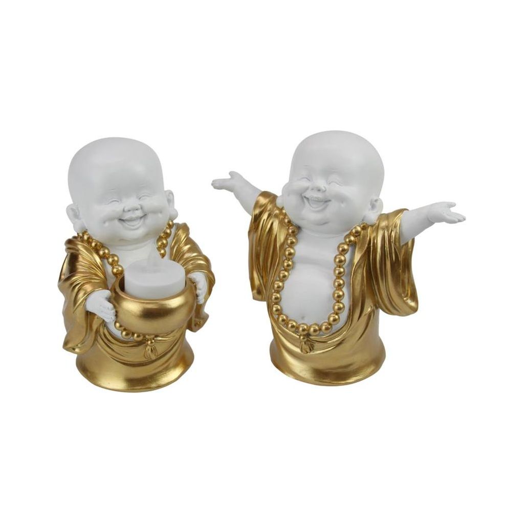 Happy Buddha White & Gold - Standing - Dollars and Sense