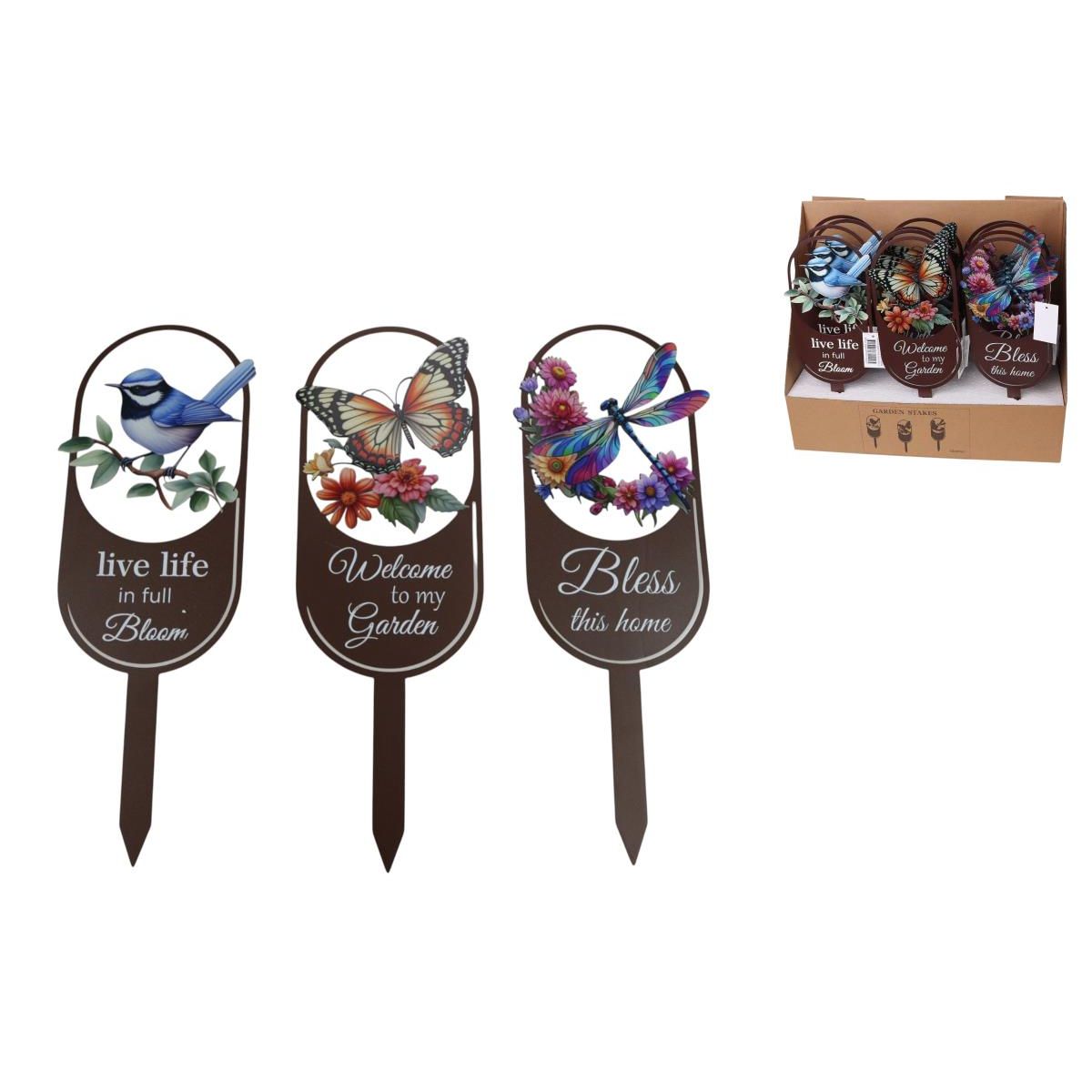 31cm Metal Garden Stake 3 ass in Display SKU GARSTPRE - Dollars and Sense