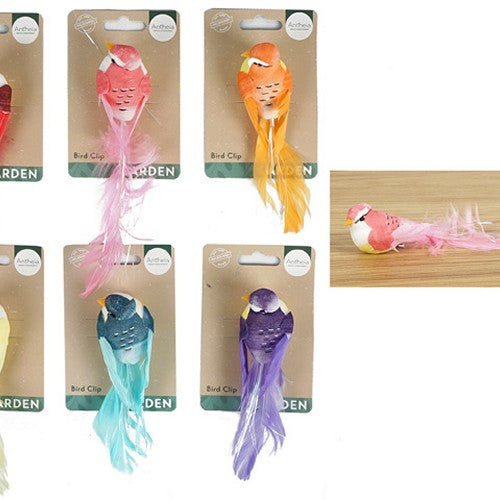 13Cm Coloured Feather Bird Clip