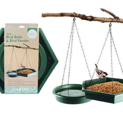 2 Pk Bird Bath & Bird Feeder