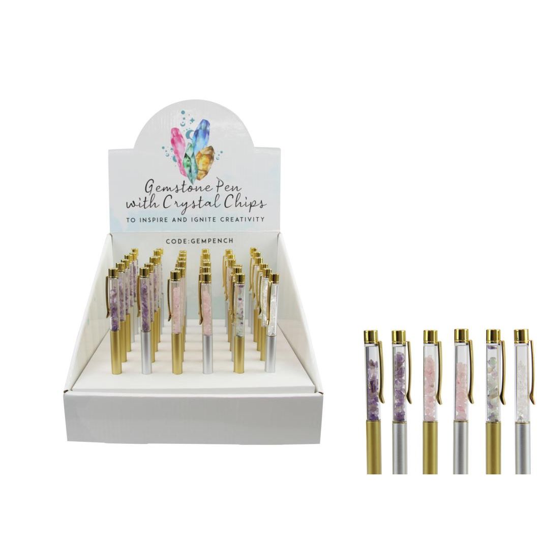 Gemstone Pen w/Gemstone Chips SKU GEMPENCH - Dollars and Sense
