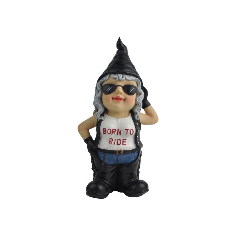 33cm Born To Ride Biker Chick Gnome SKU GNOBCHIC - Dollars and Sense
