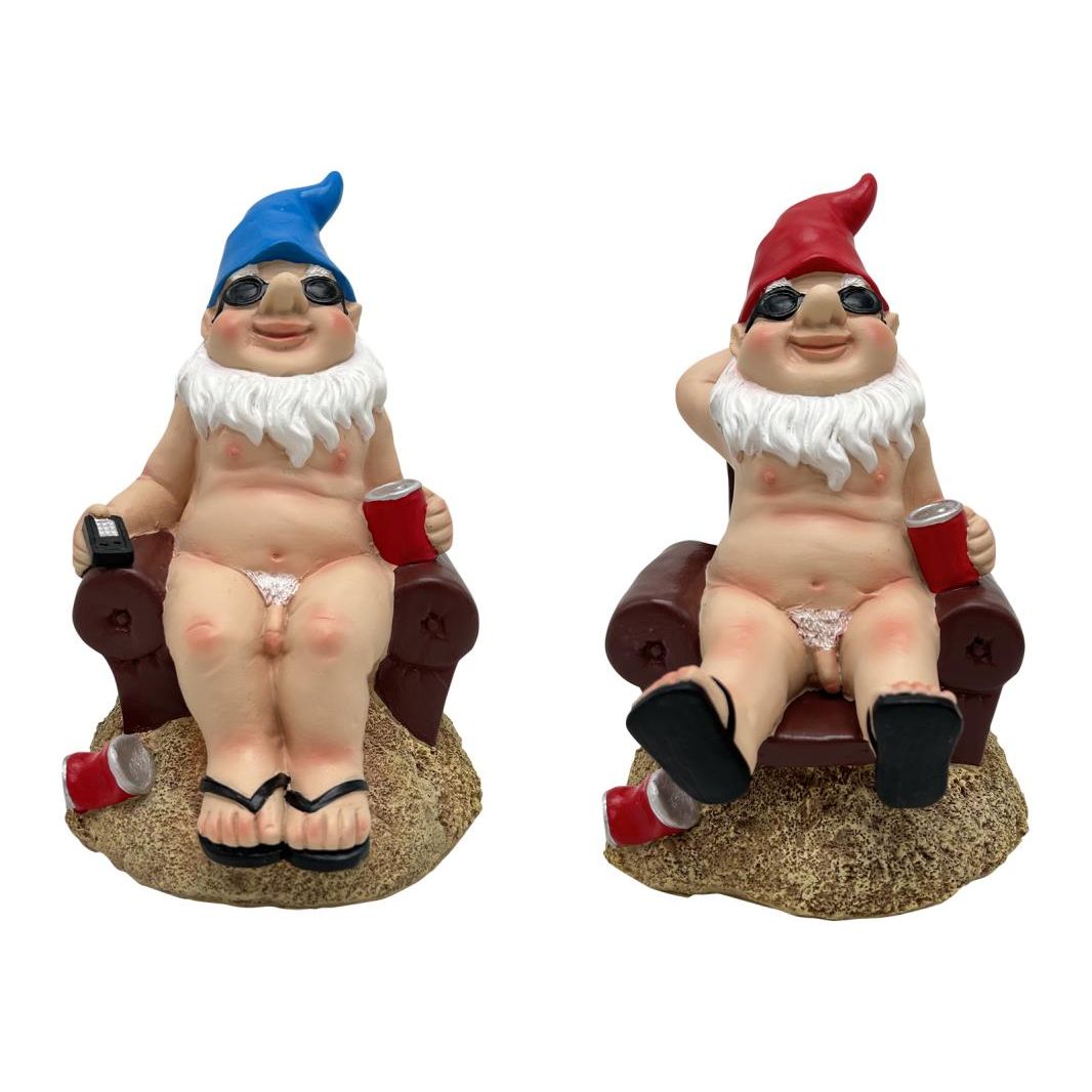 22cm Sitting Naked Gnome on Couch 2 Ass SKU GNONAKCO - Dollars and Sense