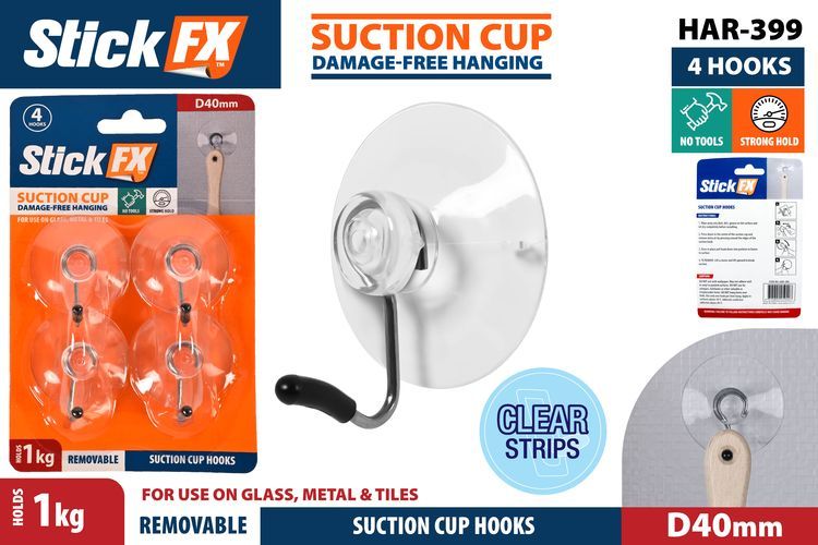 4pce Suction Hooks-Holds 1kG- 4cmD