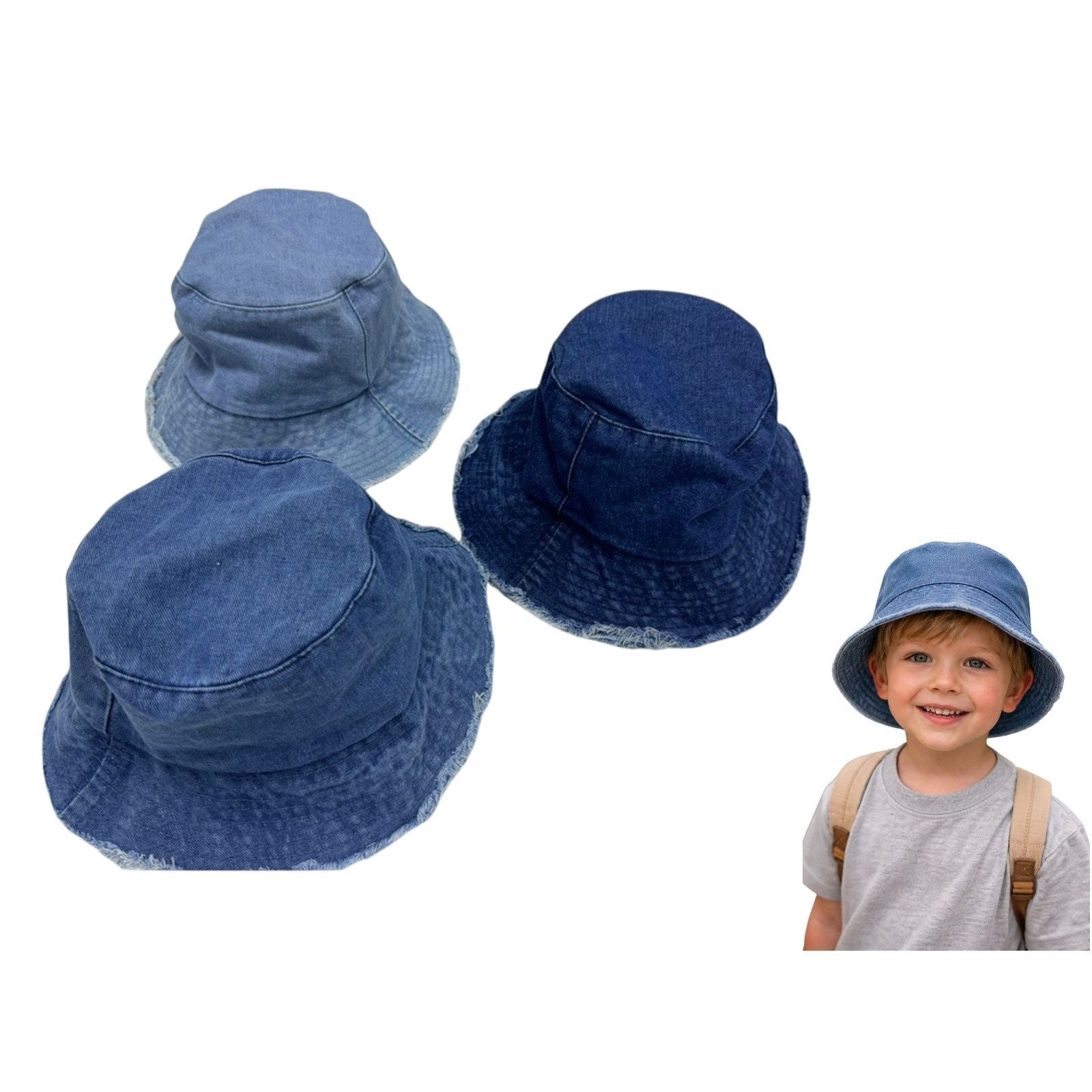 Fashion Bucket Hat With Denim Look 3 Ass SKU HATBUDEN - Dollars and Sense