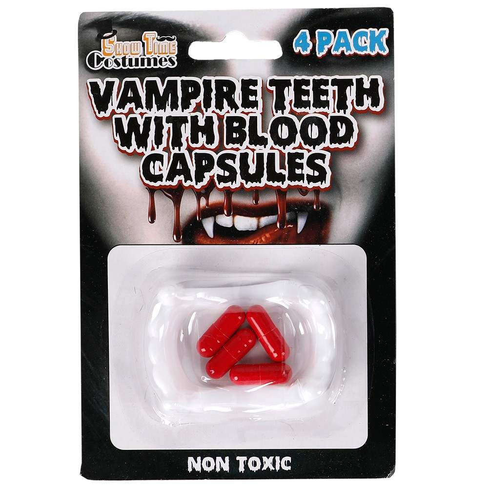 Vampire Teeth with Blood Capsules – 4 Pack - Dollars & Sense Australia