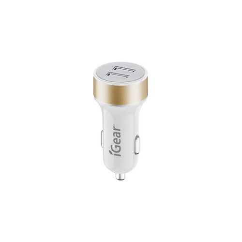 Car Charger USB - White & Gold