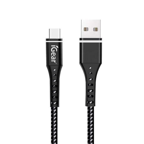 Heavy Duty Braided Cable USB Type C Black 1.2m