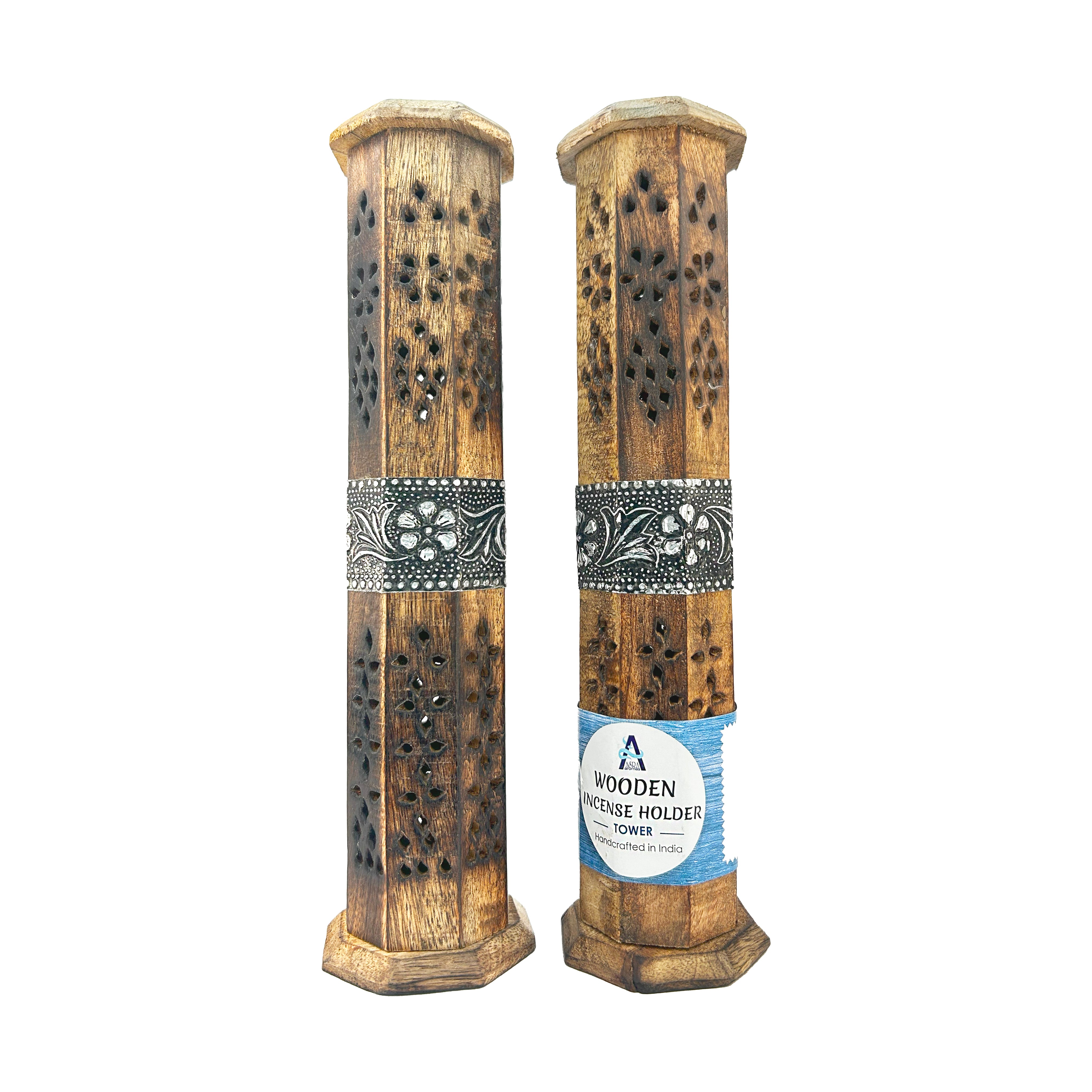 WOODEN INCENSE TOWER W/FLOWERS