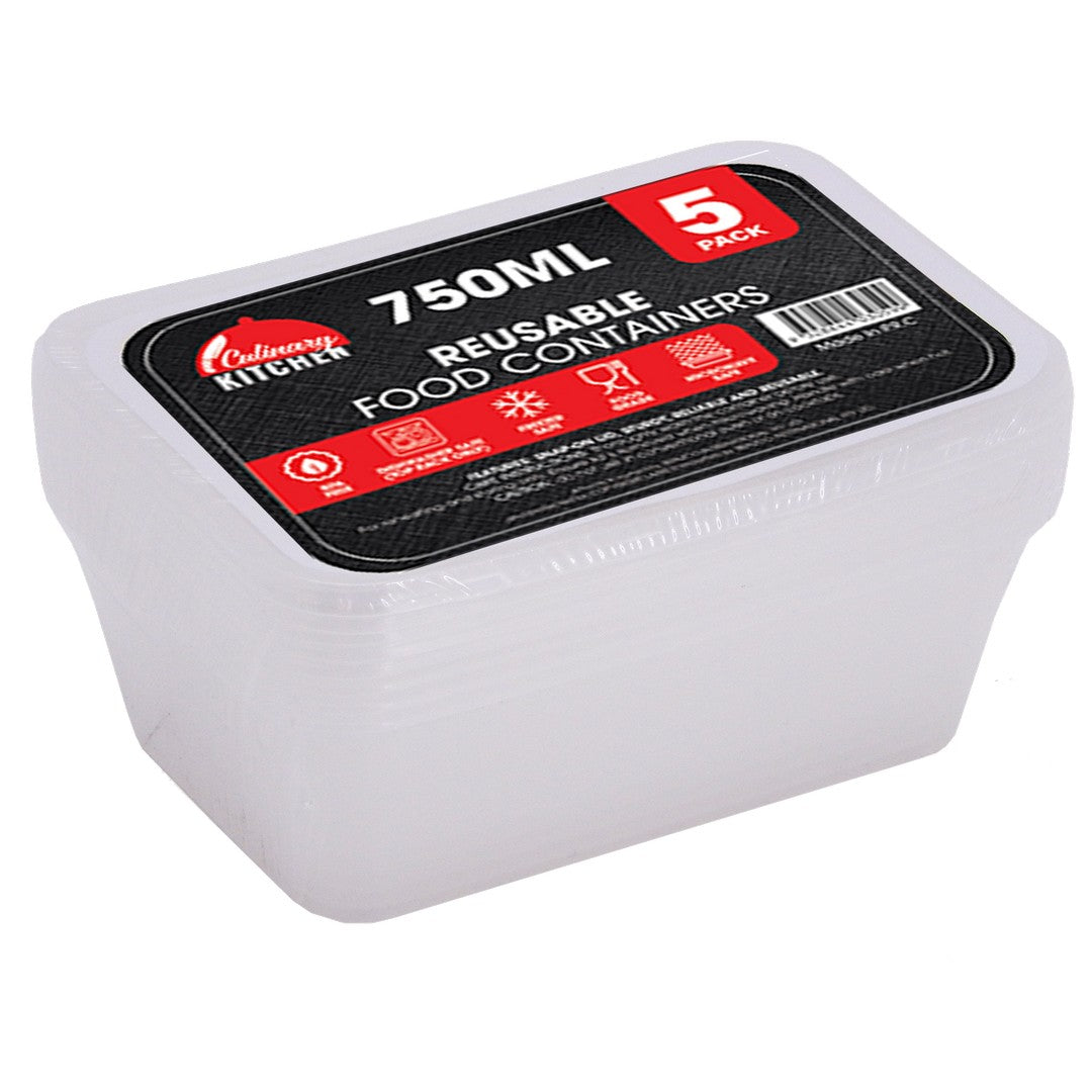 Reusable Food Storage Containers - Rectangle 750ml