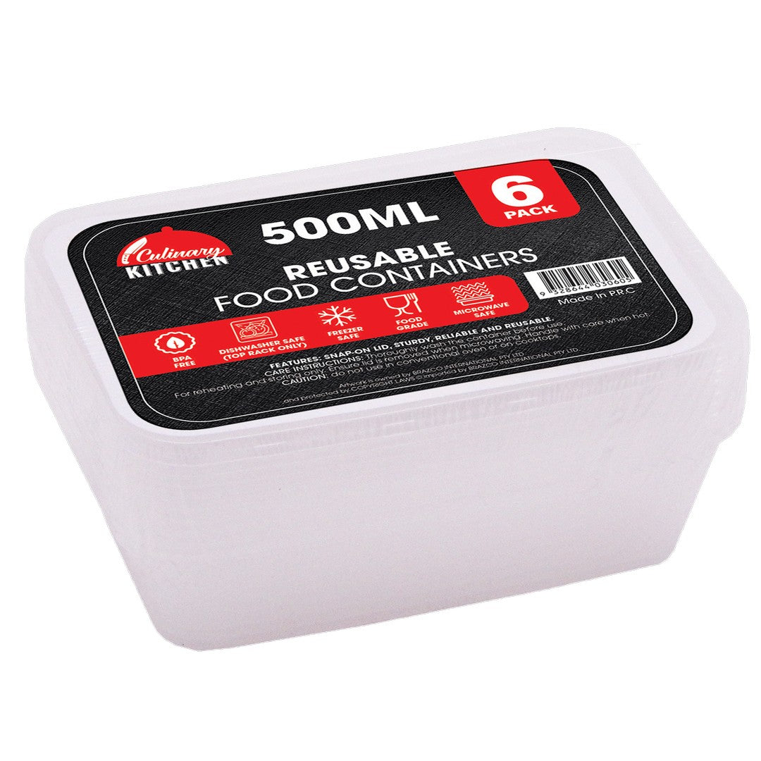 Reusable Food Containers - Rectangle 500ml