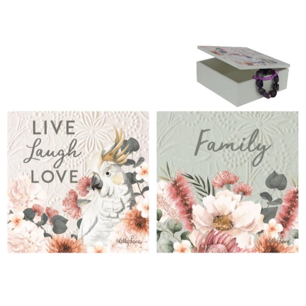 18X18 Australiana Cockatoo Mdf Box SKU KLAUBOXLC - Dollars and Sense