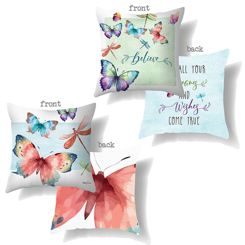 45x45cm Cushion w/B'Fly & D'Fly 2 Ass SKU KLBDPCU45 - Dollars and Sense