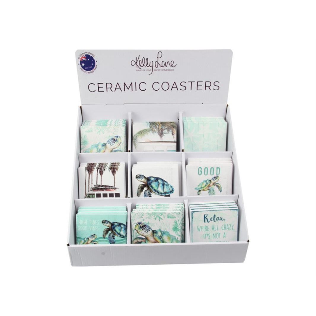 Coastal Turtle10x10cmCoaster 9 Ass SKU KLCOCORK - Dollars and Sense
