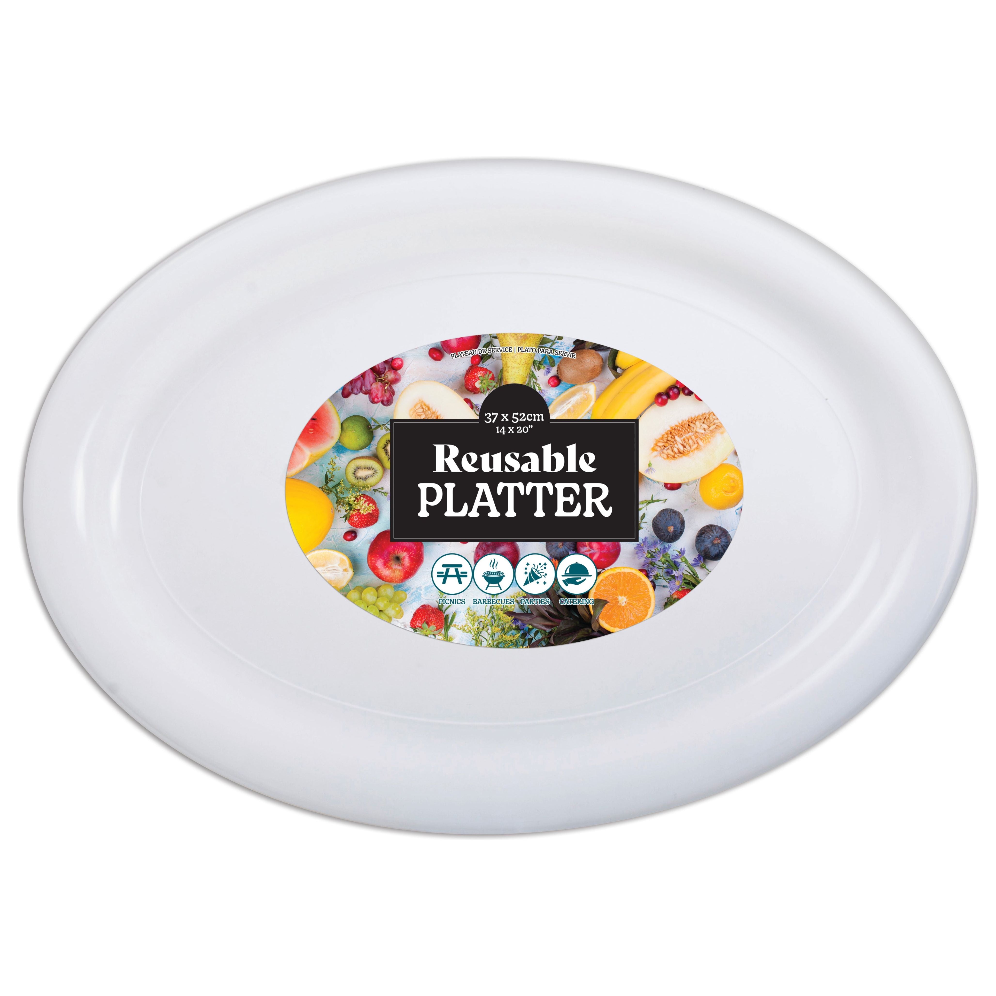 Plastic Serving Platter - White - Dollars and Sense