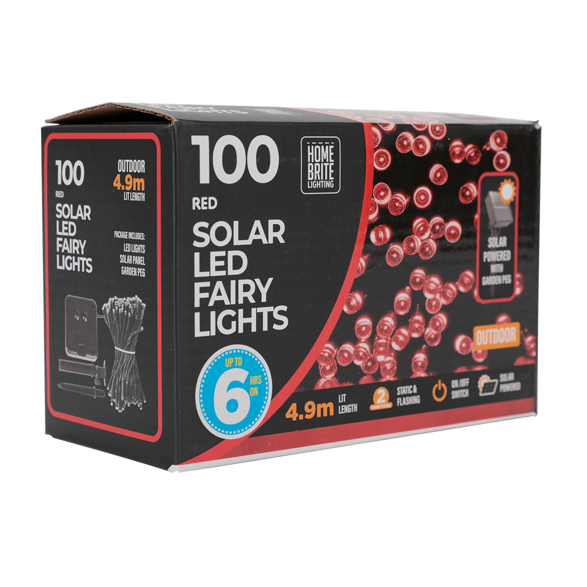 Solar Light 100Pc Red - Dollars and Sense