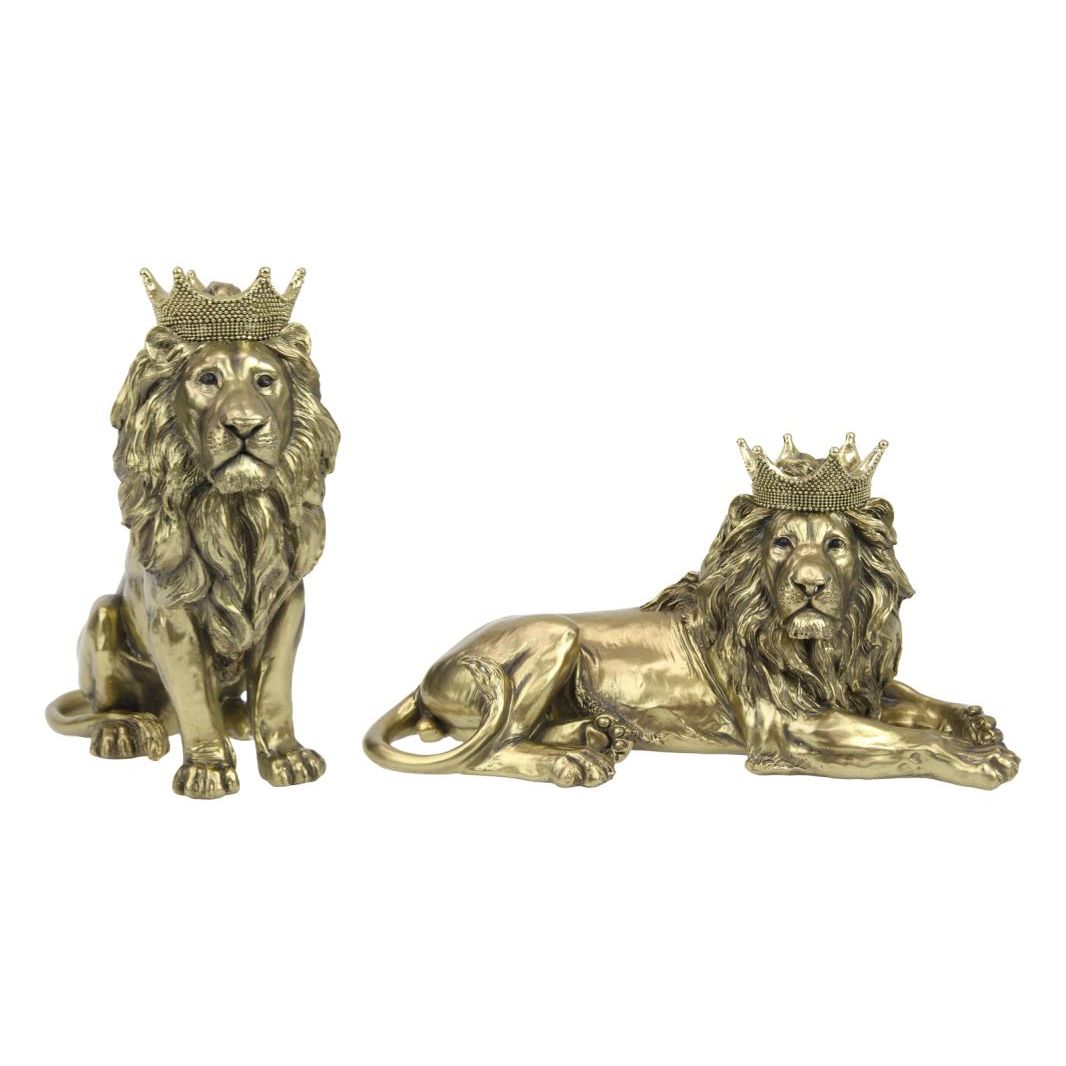 33/24Cm Gold Lion King With Crown SKU LIONGKIN - Dollars and Sense