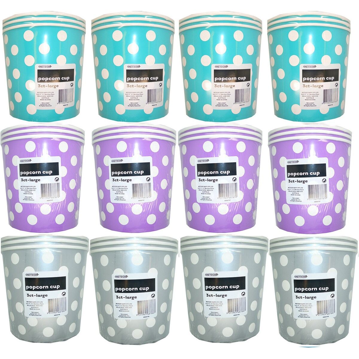 Dots Large Popcorn Paper Cups - Silver - Dollars and Sense