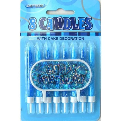 Birthday Candles with Cake Decoration - Blue Glitz - Dollars and Sense