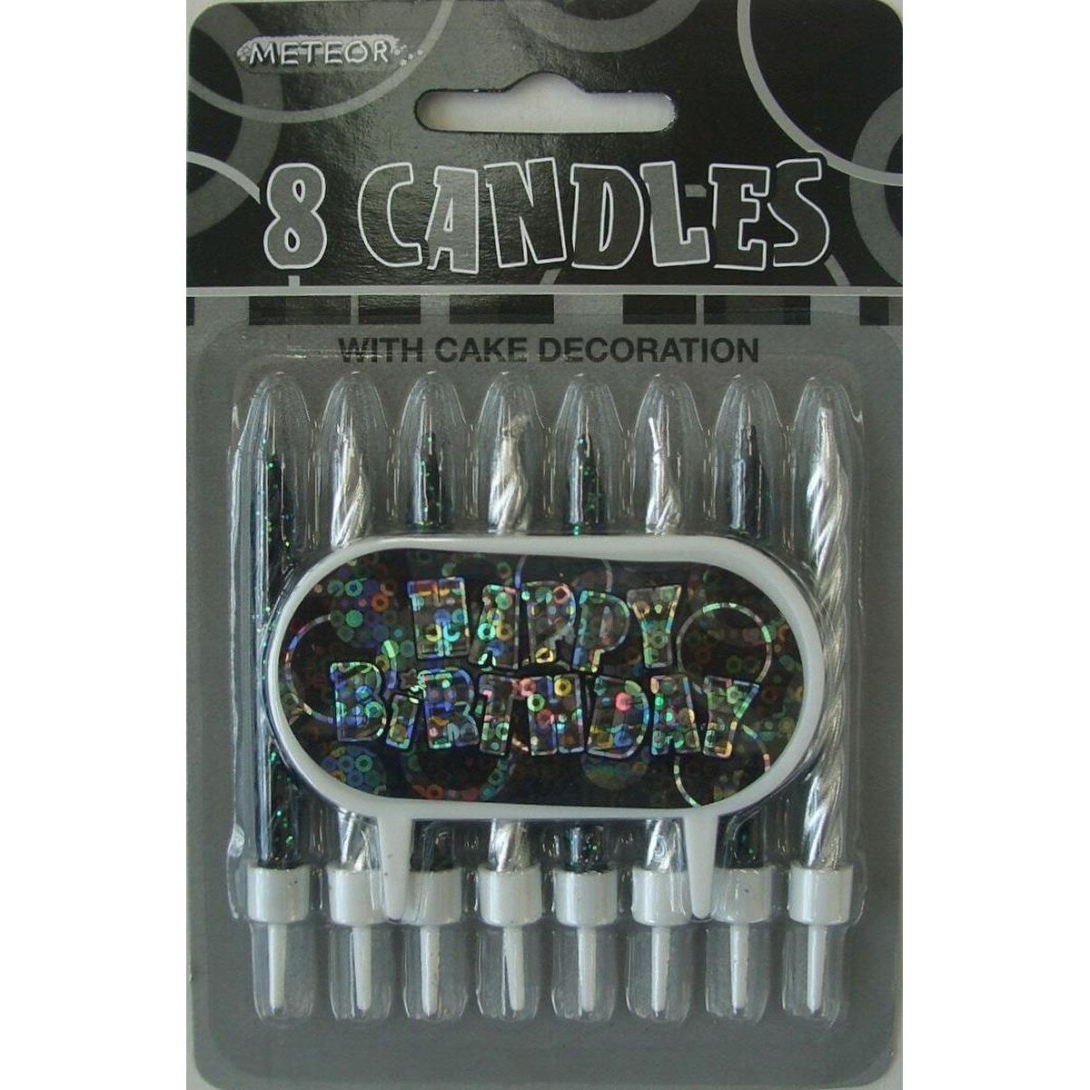 Birthday Candles with Cake Decoration - Black Glitz - Dollars and Sense