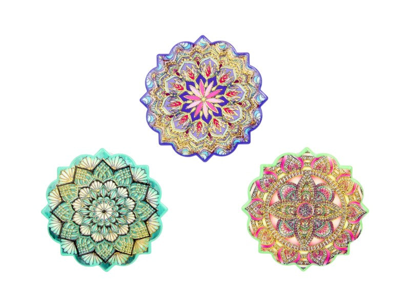 6x6cm Mandala Design with Gold Foil Magnet 3 Asstd