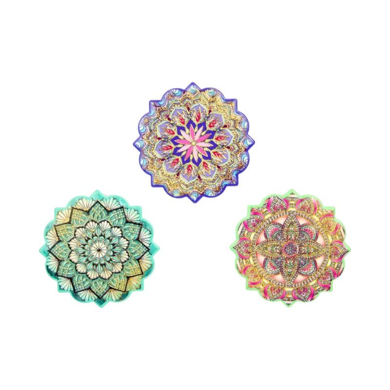 6x6cm Mandala Design with Gold Foil Magnet 3 Asstd