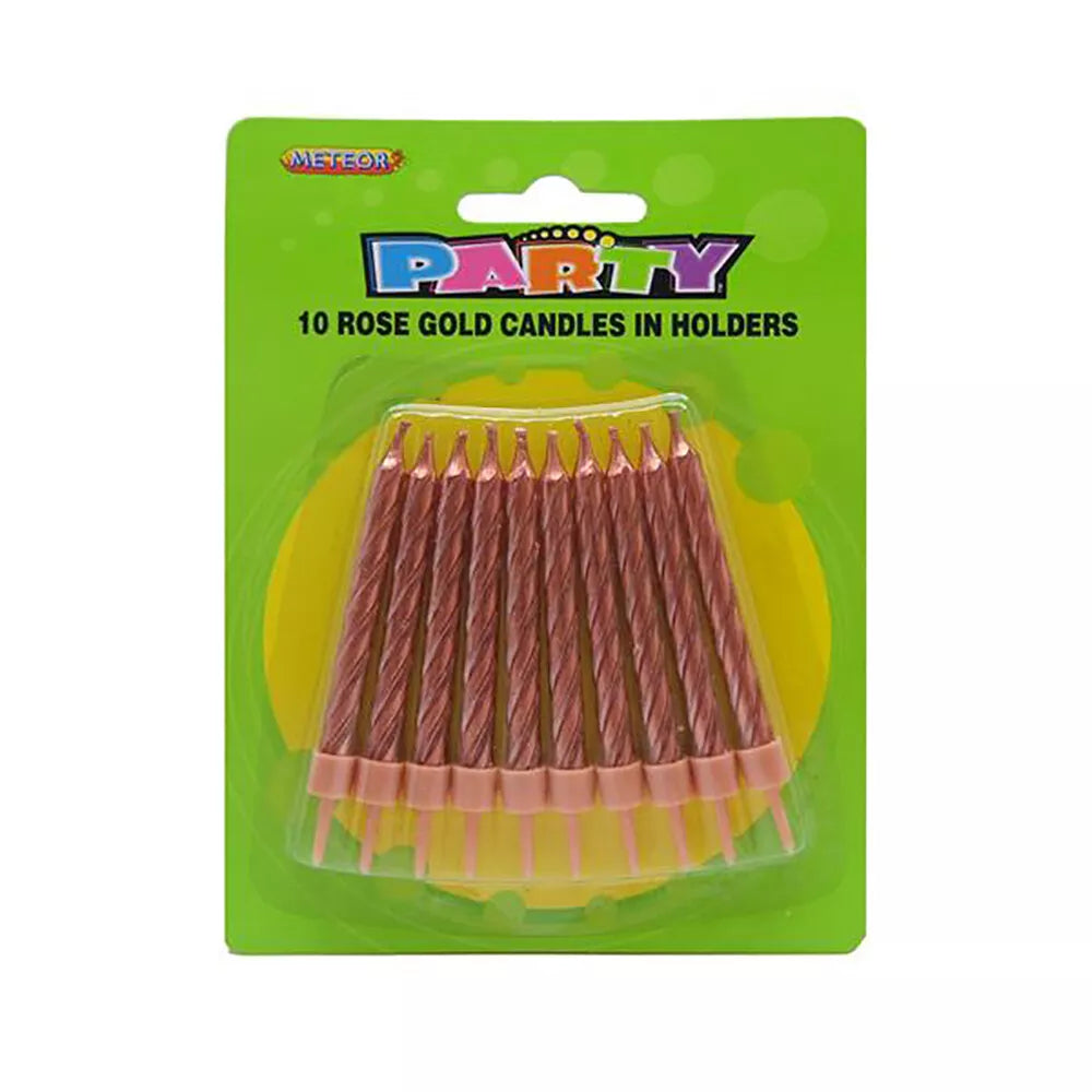 Birthday Candles with Holders - Metallic Rose Gold - Dollars and Sense