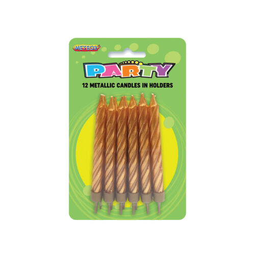 Birthday Candles with Holders - Metallic Gold - Dollars and Sense
