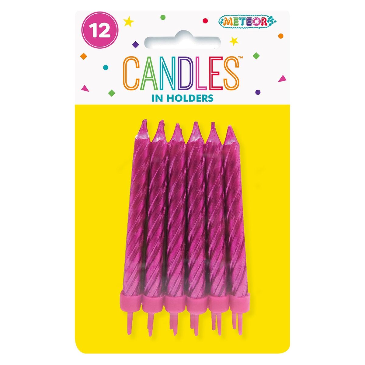 Birthday Candles with Holders - Metallic Hot Pink - Dollars and Sense